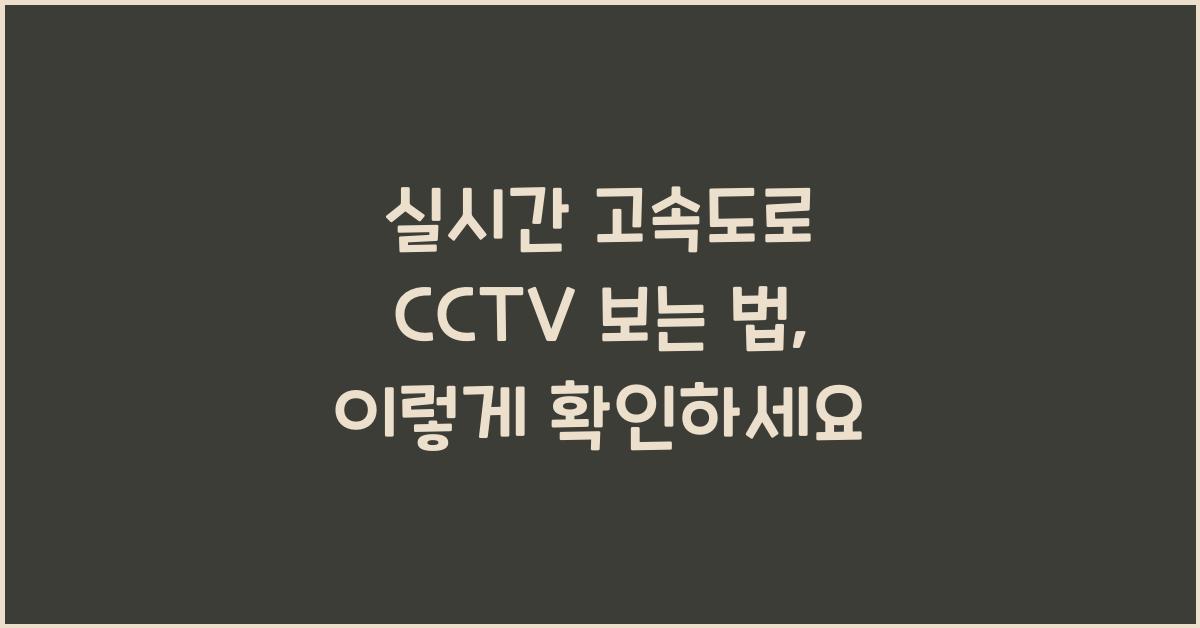 실시간 고속도로 cctv 보는 법
