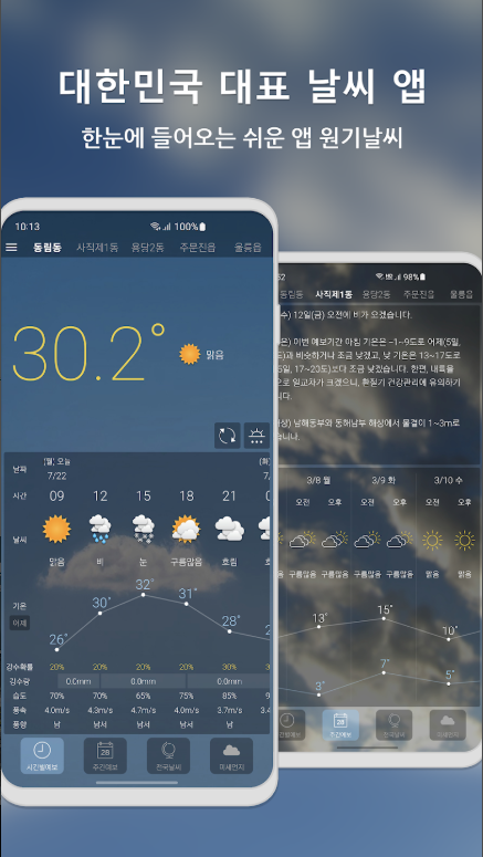 원기날씨 - 미세먼지, 기상청, 날씨, 완벽한 계획을 위한 필수 앱! 대한민국 날씨, 이 앱 하나로 끝!