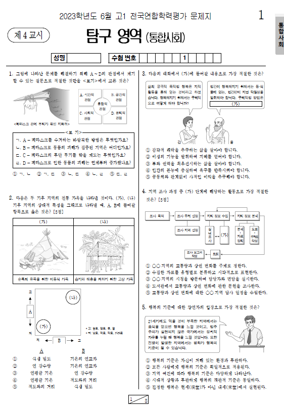 2023-6월-고1-모의고사-통합사회-기출문제-다운