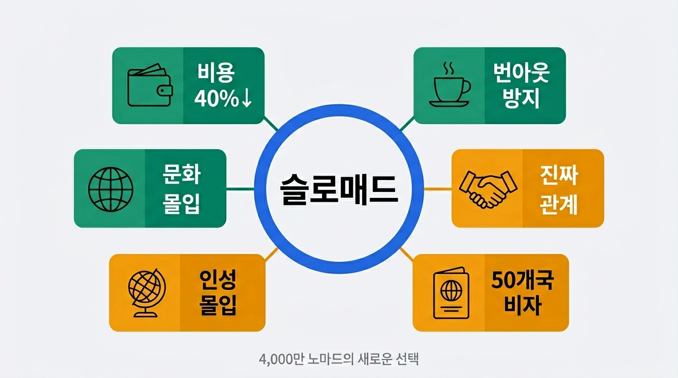 슬로매드 뜻과 디지털노마드 장기 체류 5가지 이유 인포그래픽