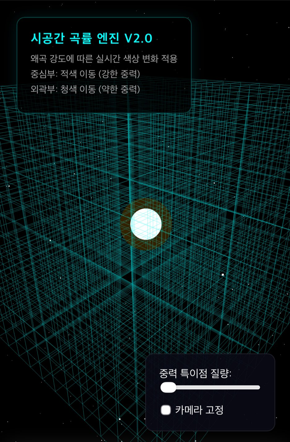 시공간의 곡률을 시각적으로 나타낸 그림입니다.
중력장이 그리드로 표현되어 있습니다.