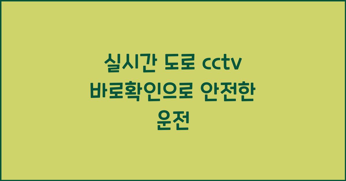 실시간 도로 cctv 바로확인