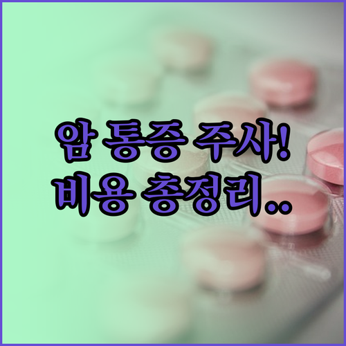 암 환자 통증 관리 주사 종류 및 요..