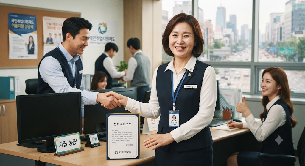 기초생활수급자가 자립에 성공하여 취업한 모습