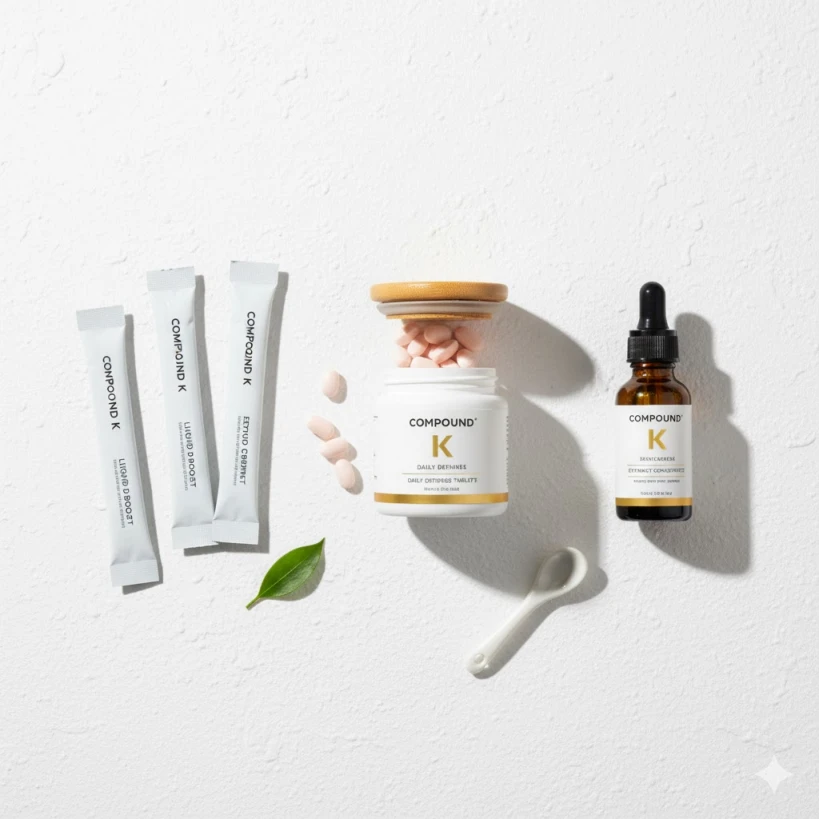 스틱, 정제, 액상 등 다양한 형태의 컴파운드K 건강기능식품 제품군