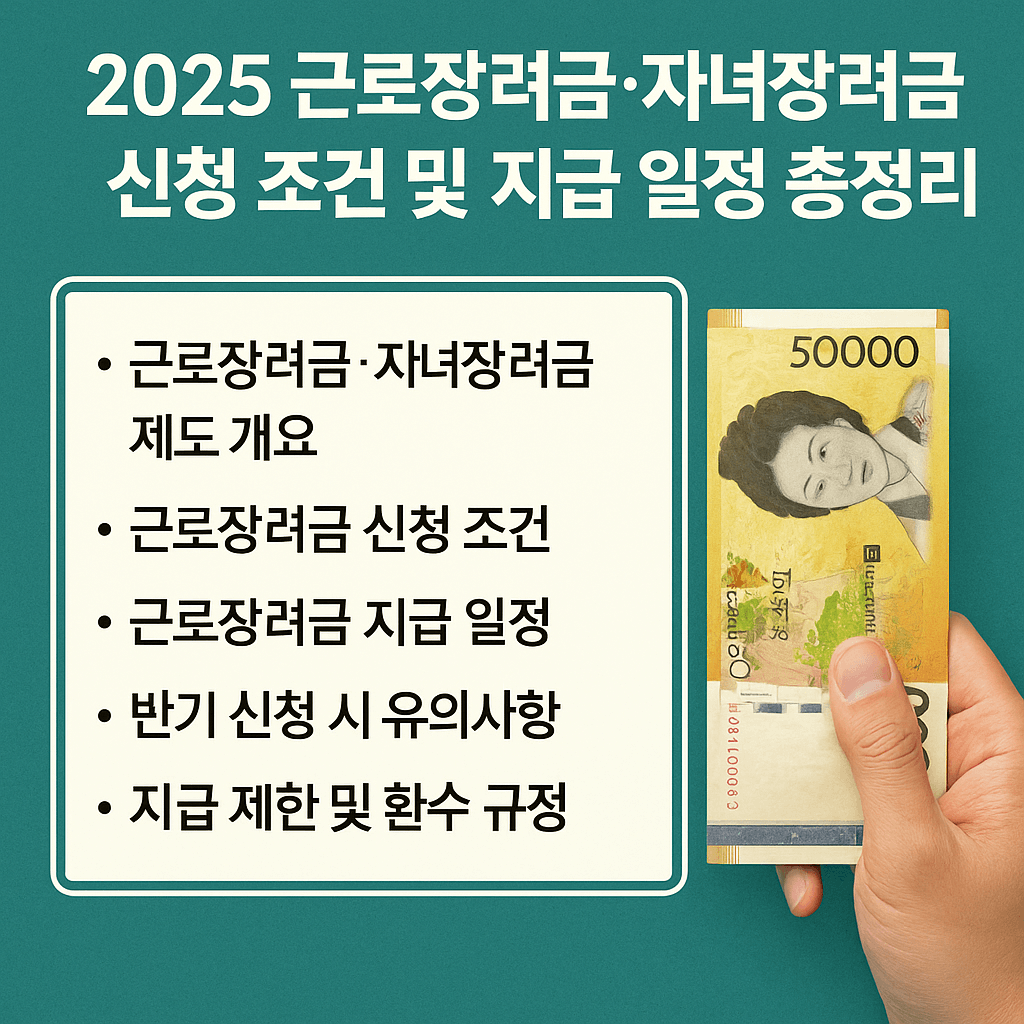 2025 근로장려금·자녀장려금 신청 조건 및 지급 일정 총정리
