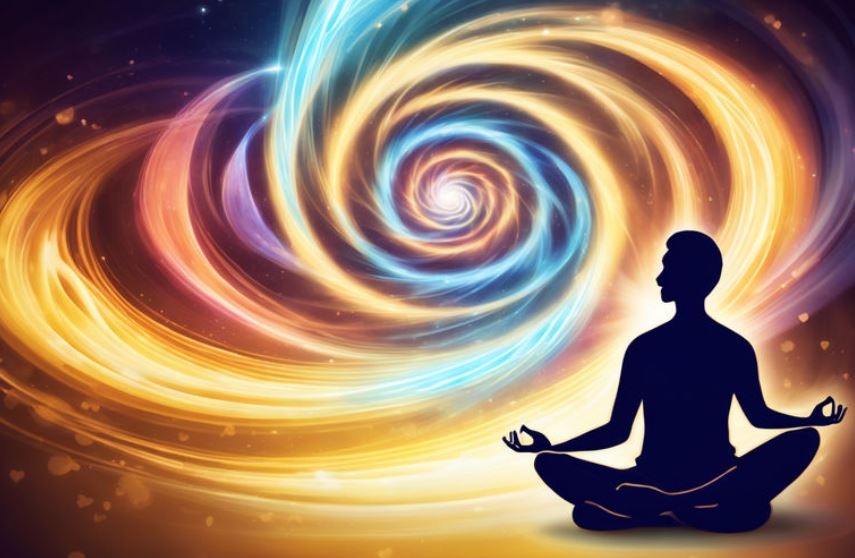 명상과 끌어당김의 법칙을 표현한 그림