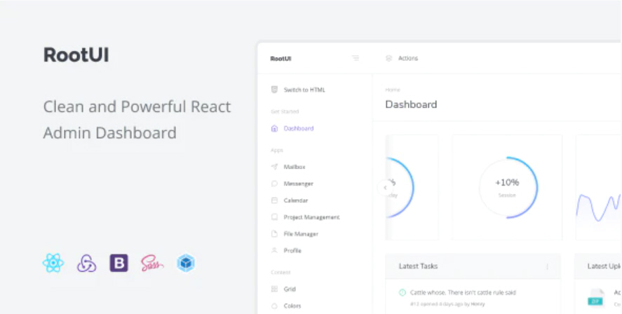React 어드민 대시보드 RootUI 무료 다운로드