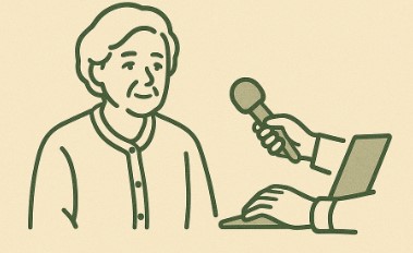 근현대 구술자료 분석 포스터, 노인과 인터뷰하는 장면