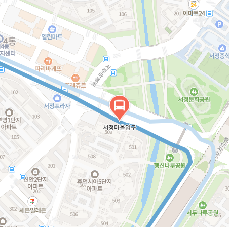 서정마을입구에서 인천공항 리무진 공항버스(7400번) 지도 위치