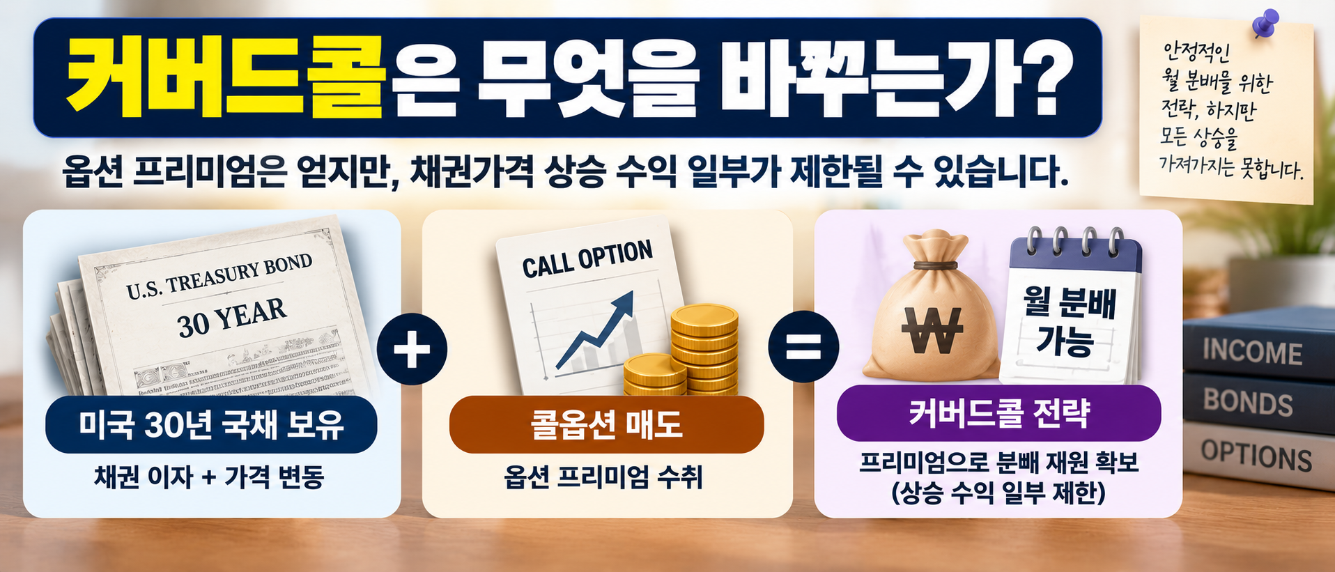 KODEX 미국30년국채타겟커버드콜 커버드콜 옵션 프리미엄 구조