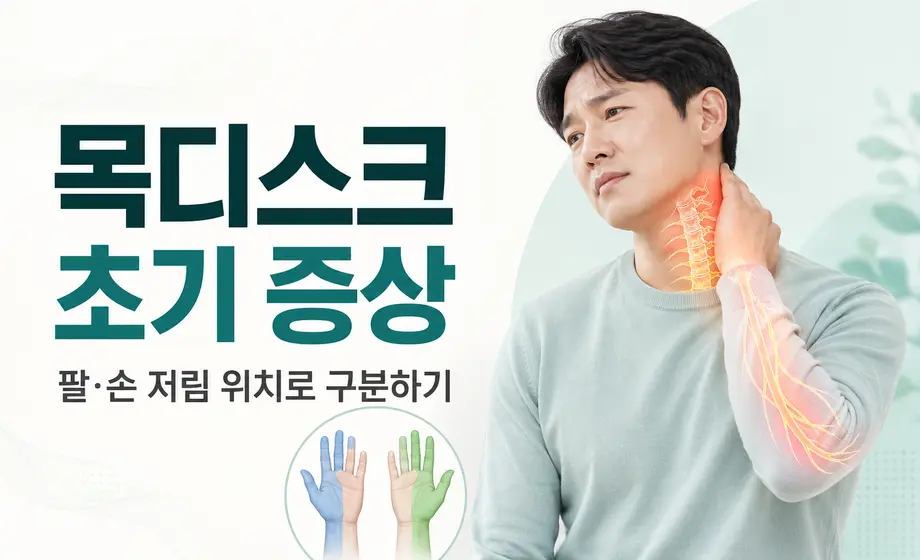 목 통증과 팔 손 저림이 나타나는 목디스크 초기 증상