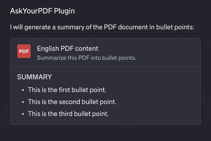AskYouPDF 플러그인 사용 예시 이미지