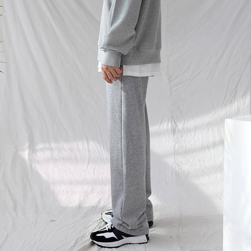 스웻팬츠 남자와이드팬츠 기모 트레이닝 밴딩 통바지 회색통큰바지 백메란지 빅사이즈 츄리닝