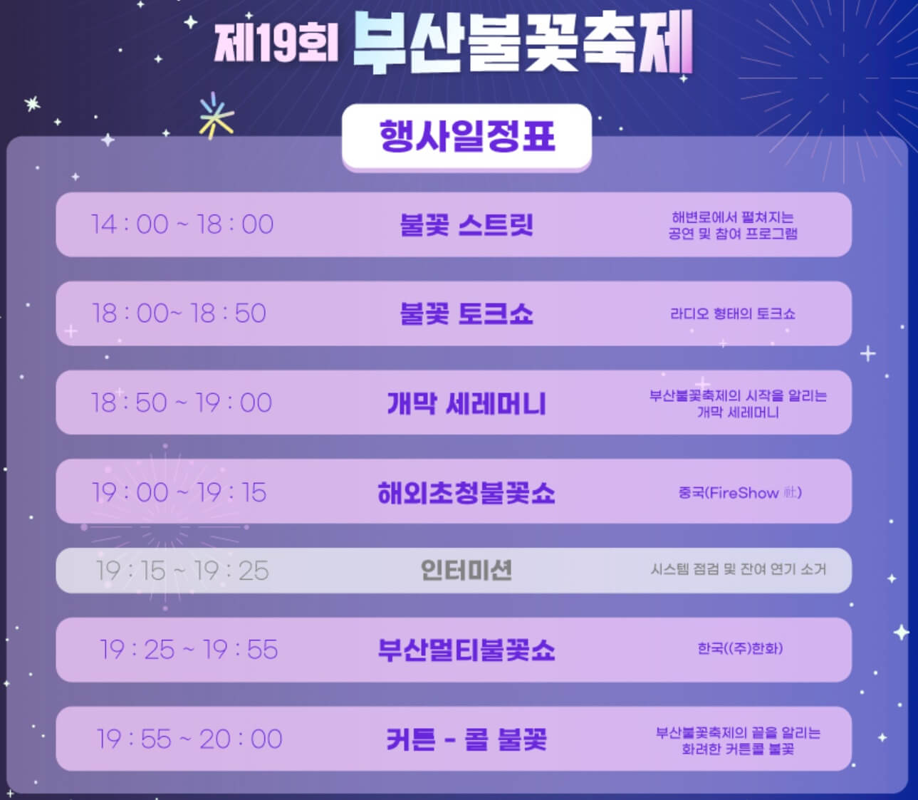 2024 19회 부산 불꽃 축제 일정