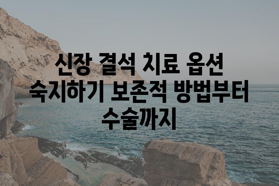 신장 결석 치료 옵션 숙지하기 보존적 방법부터 수술까지