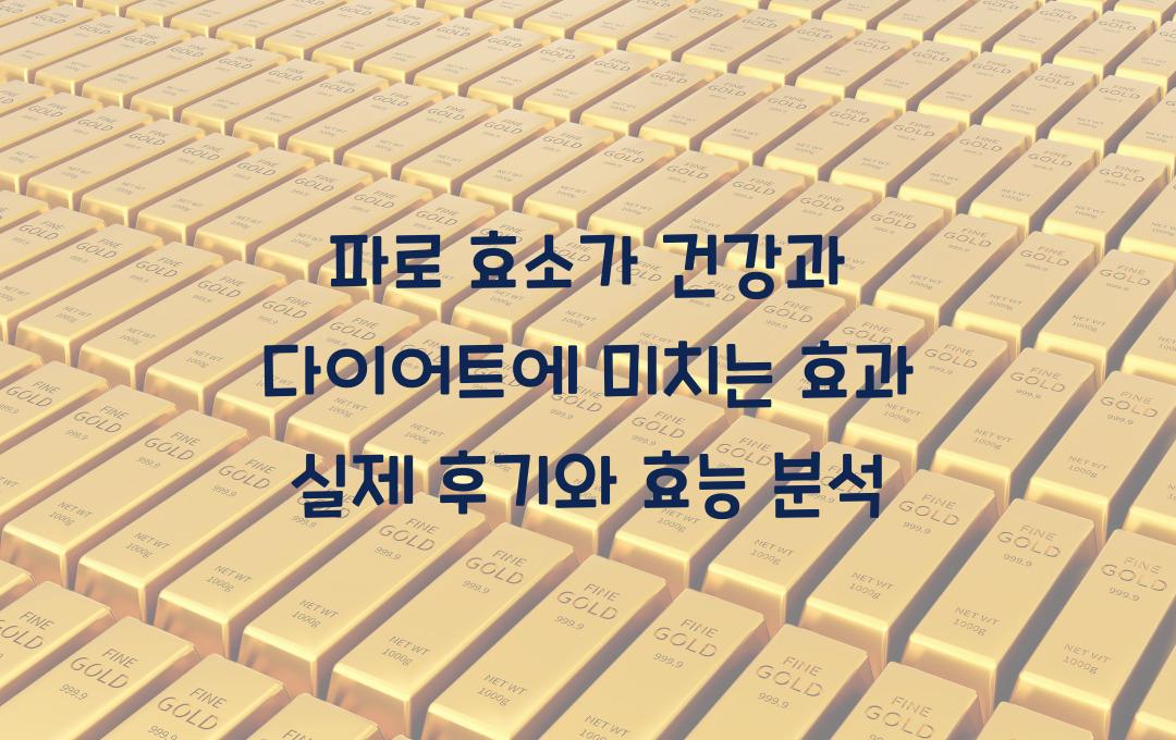 파로 효소가 건강과 다이어트에 미치는 효과! 실제 사용자 후기 확인