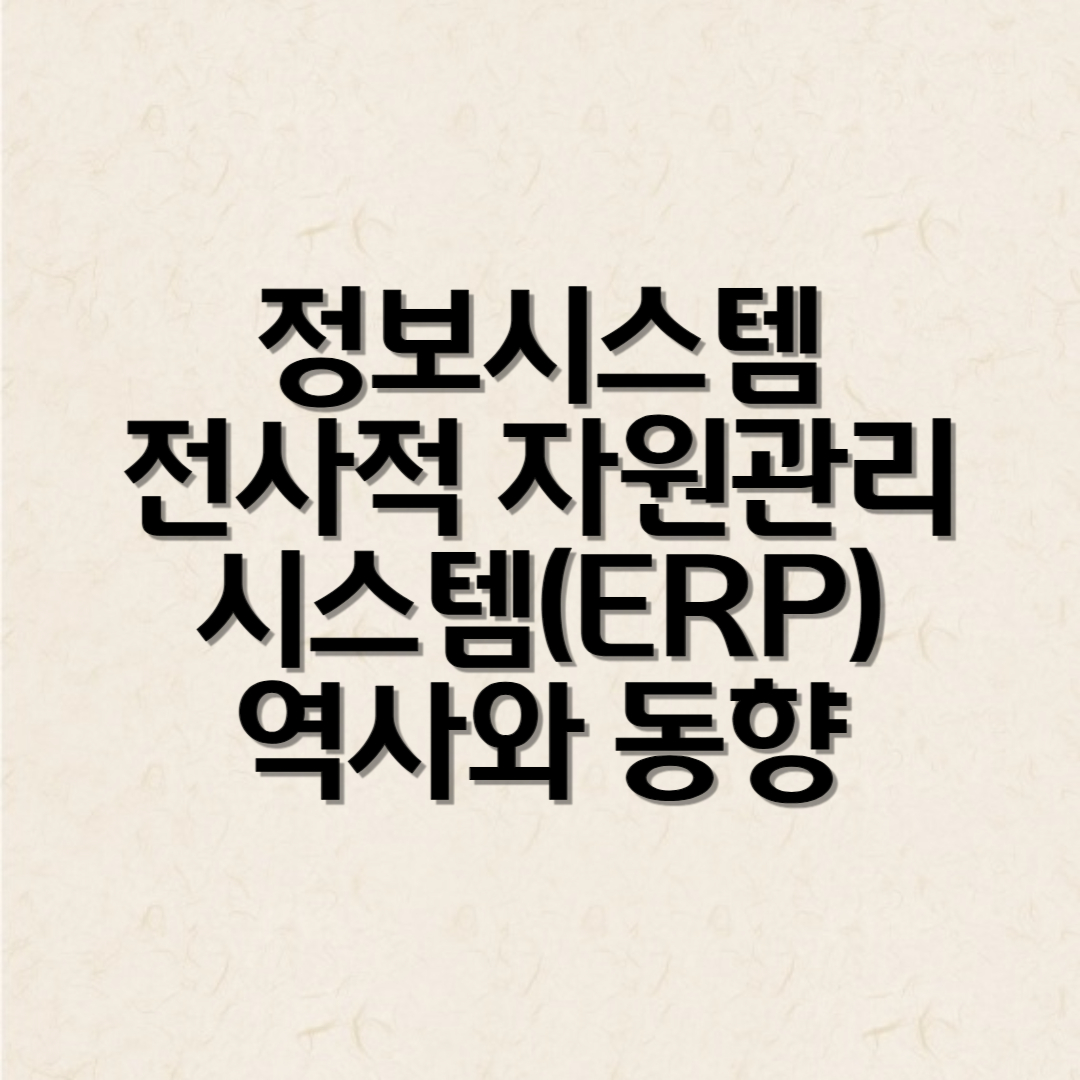 정보시스템 전사적 자원관리 시스템 역사와 동향