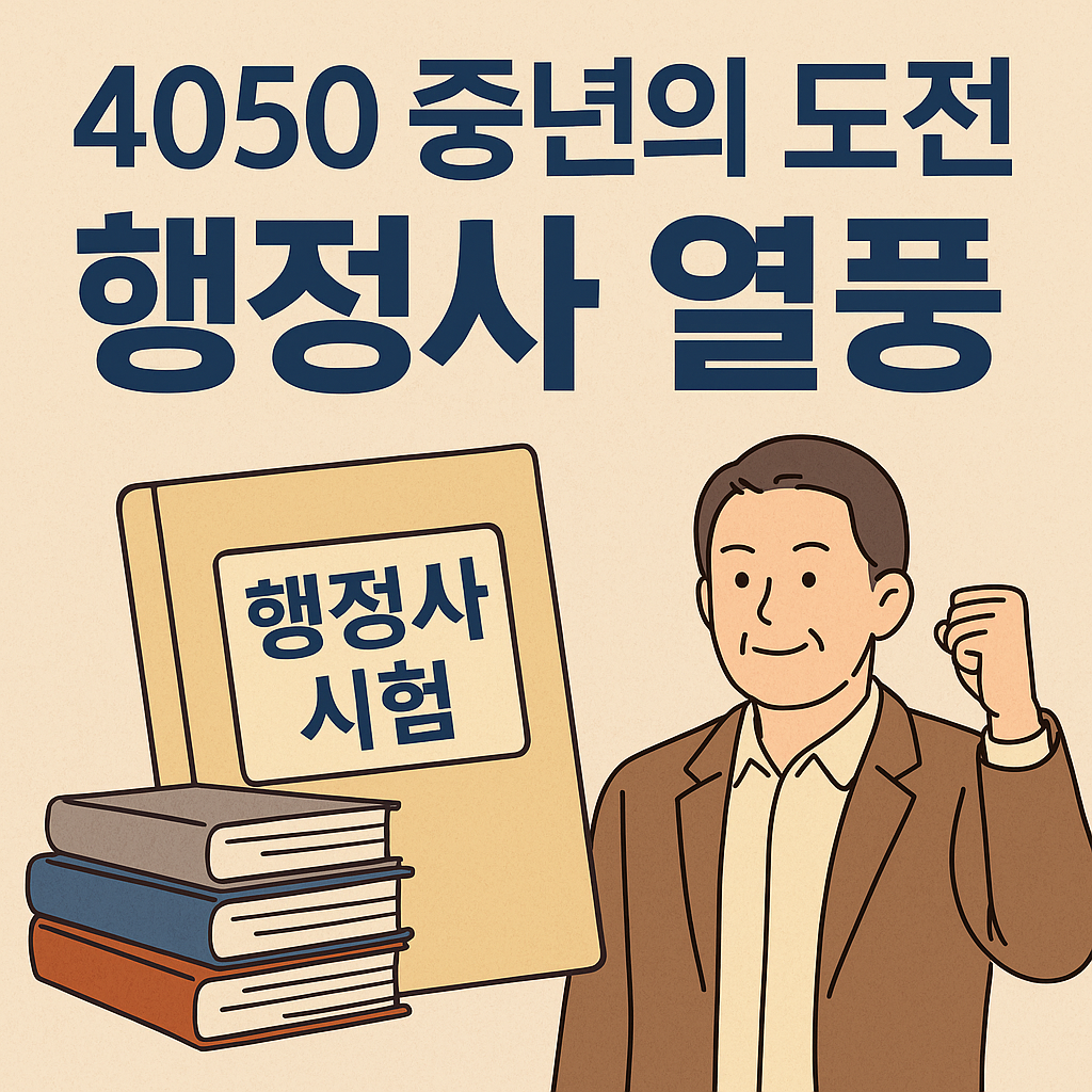 4050 중년층의 행정사 시험 도전 열풍을 상징하는 서류와 책 이미지