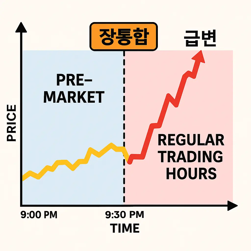 미국 주식 장통합 시세 급변 그래프