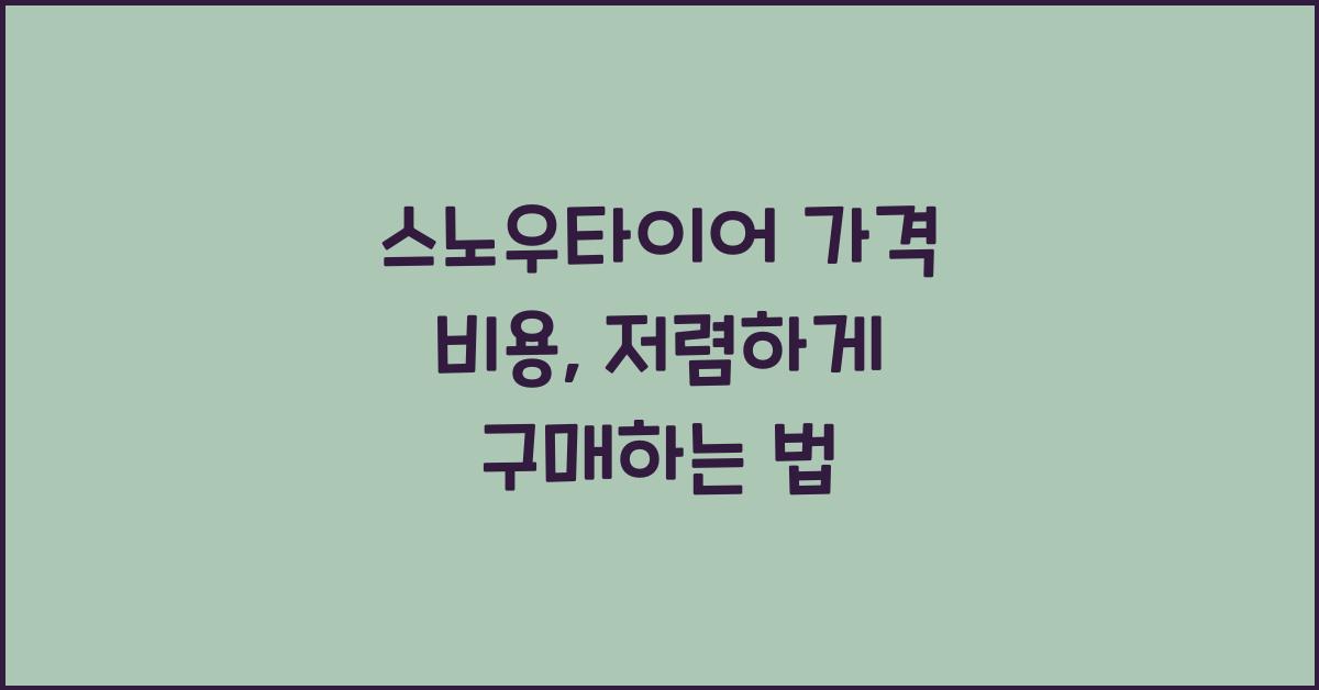 스노우타이어 가격 비용