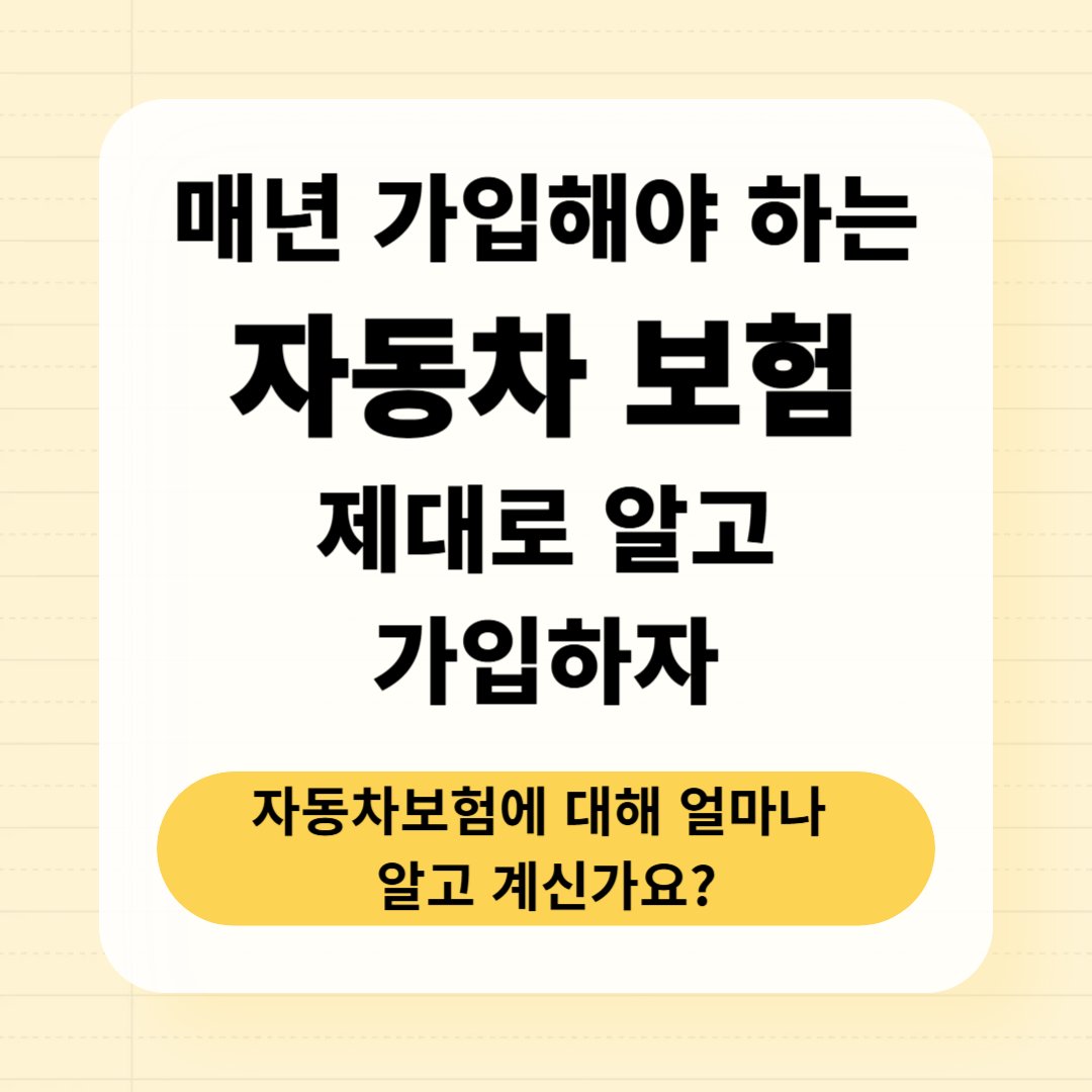 매년 꼭 가입해야 하는 자동차 보험, 제대로 알고 가입하셨나요?