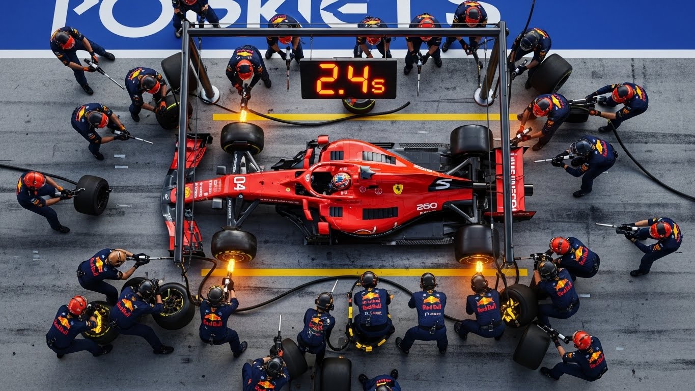 "F1 피트 스톱 2초의 승부 20명의 메카닉이 타이어를 교체하는 긴박한 순간