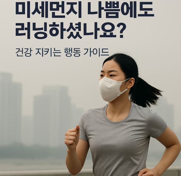 미세먼지 나쁜날 마스크를 쓰고 러닝하는 모습