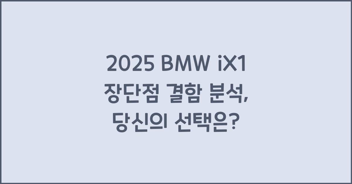 2025 BMW iX1 장단점 결함