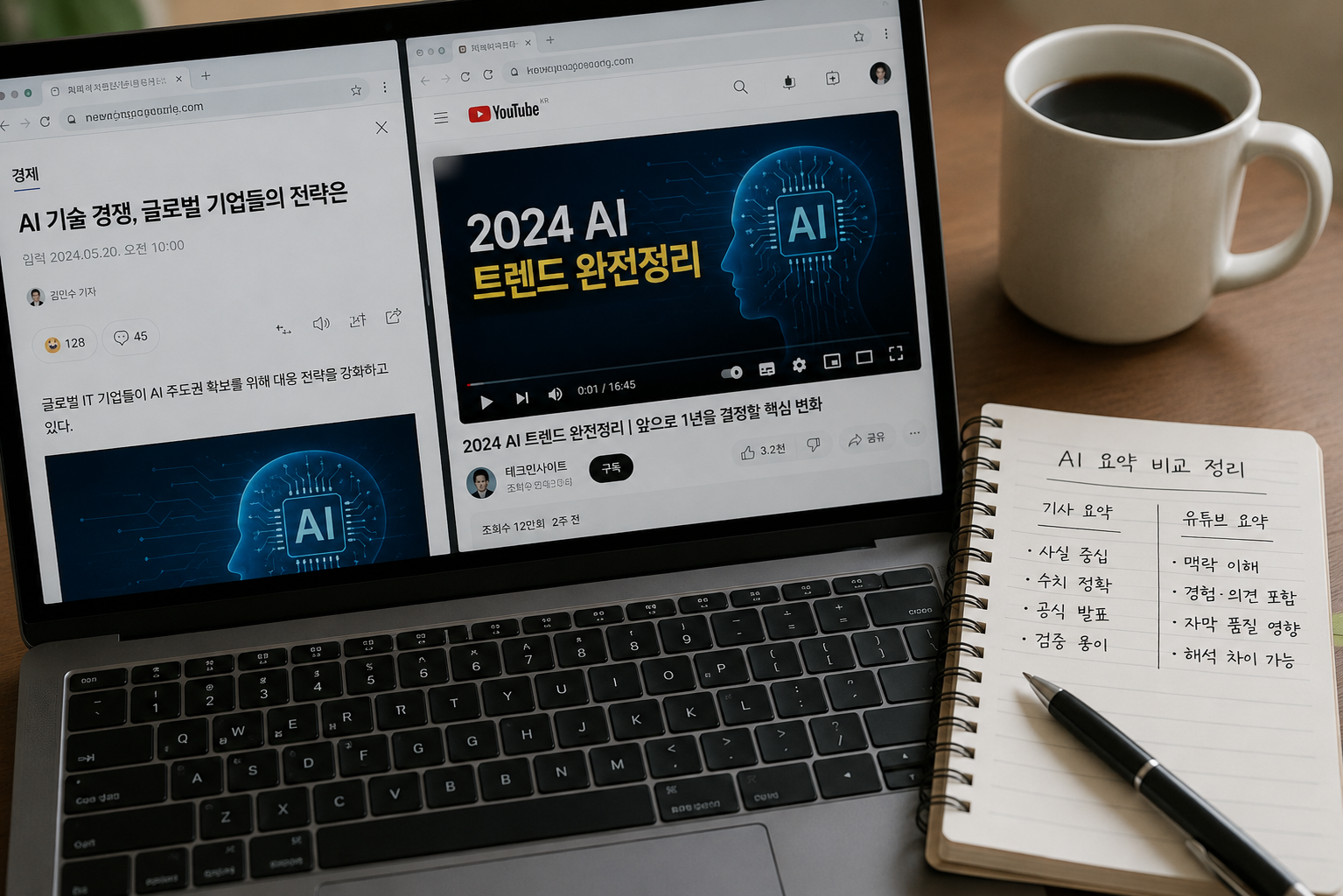 AI 요약, 기사 vs 유튜브 영상 어느 쪽이 더 정확할까? (정보 신뢰도, 장단점, 활용법)