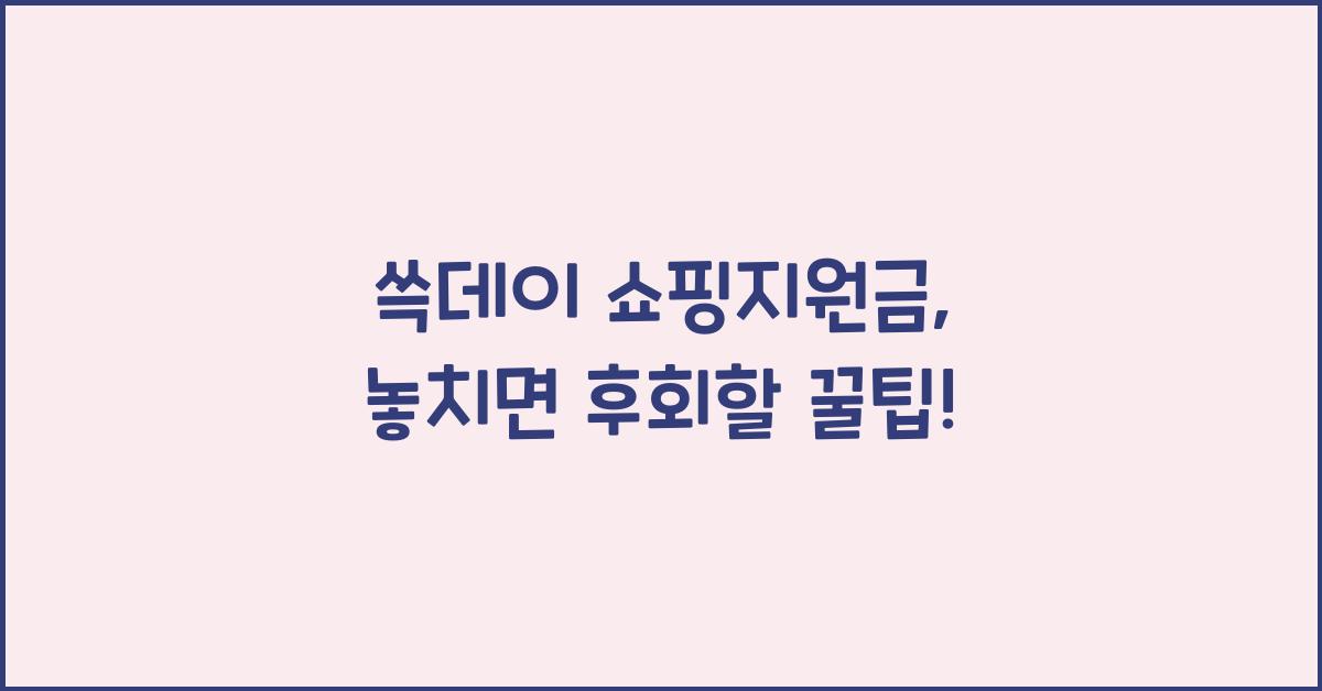 쓱데이 쇼핑지원금