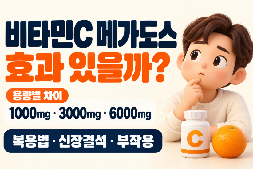 비타민C 메가도스 효과 있을까?｜1000mg&middot;3000mg&middot;6000mg 복용법&middot;신장결석&middot;부작용 총정리