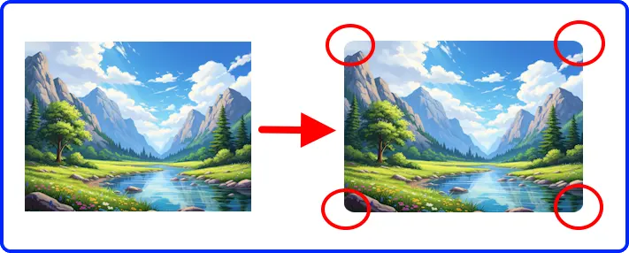 일반 이미지와 모서리 둥근 이미지 비교 화면