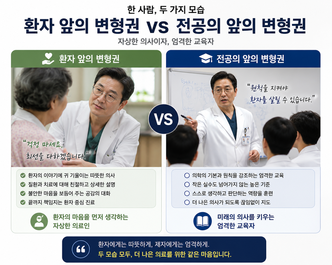 환자 앞 vs 전공의 앞 비교 이미지