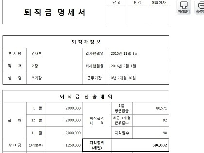 1년미만 퇴직금 지급규정