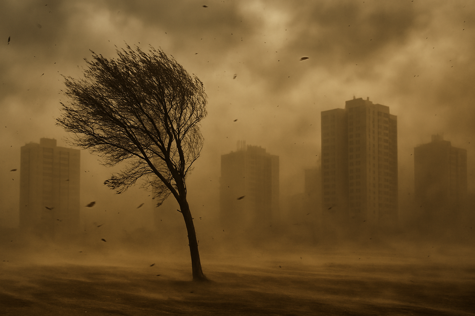 건조한 돌풍과 함께 대기가 오염된 모습(Ai 생성이미지)