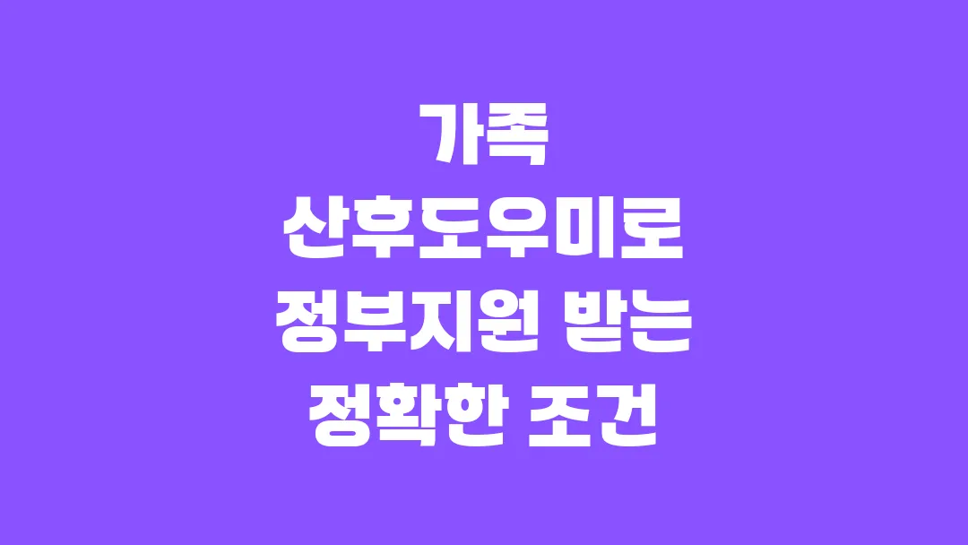 2025 가족 산후도우미로 정부지원 받는 정확한 조건