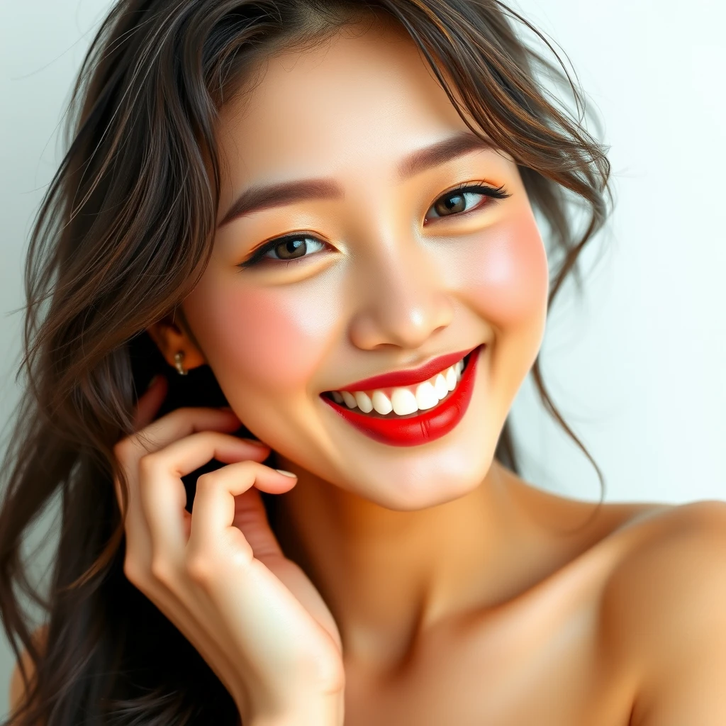 이가 하얀 여성이 웃고 있는 모습