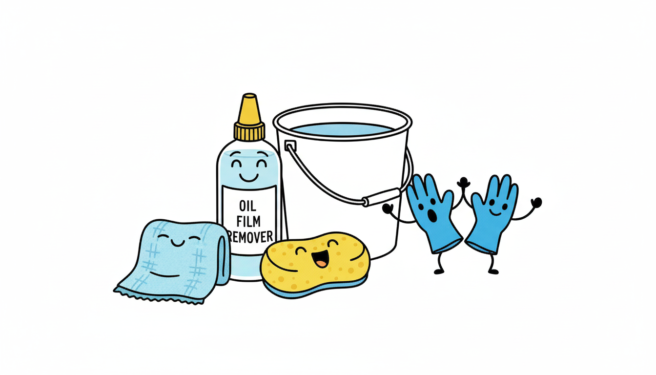 자동차 유막 제거 전용 세정제와 부드러운 패드