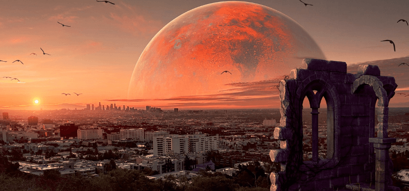 화성의 도시가 구축된 가상도입니다.