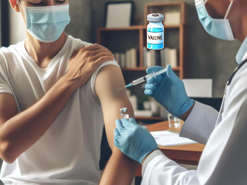 독감백신 주사를 맞는 환자 이미지