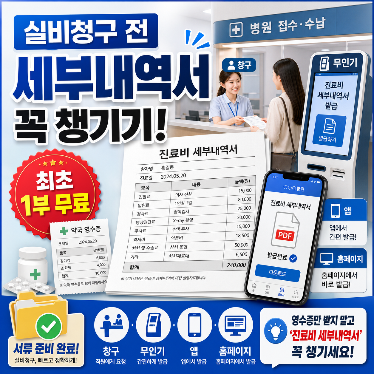 진료비 세부내역서 발급 방법과 실비 청구 서류 목록 정리