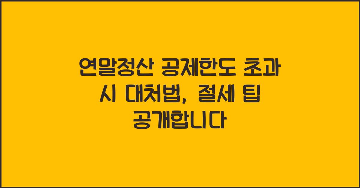 연말정산 공제한도 초과 시 대처법