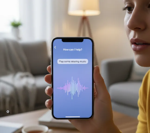 아이폰의 시리를 사용중인 모습