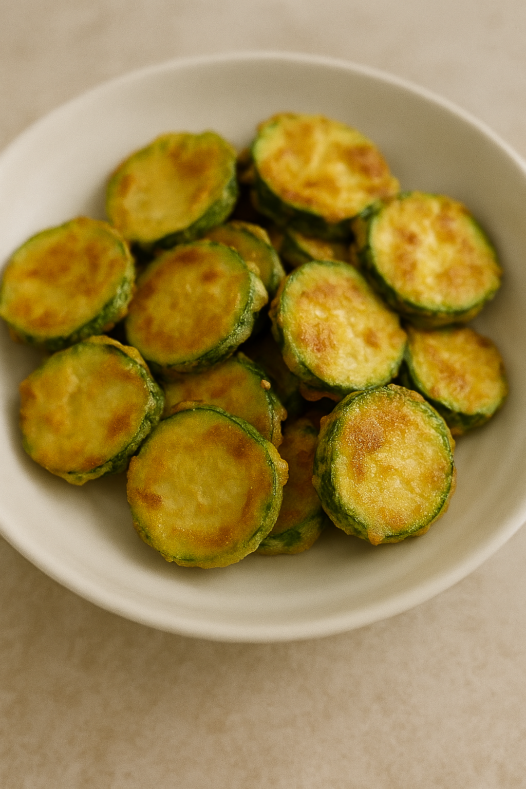 노릇노릇하게 구워져 쌓여있는 애호박전