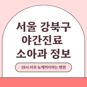 서울 강북구 야간진료 소아과 병원 (18시 이후 늦게까지하는 병원)
