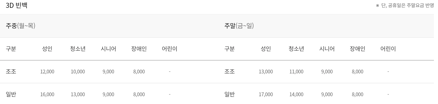 롯데시네마-슈퍼플렉스-3D빈백석-가격