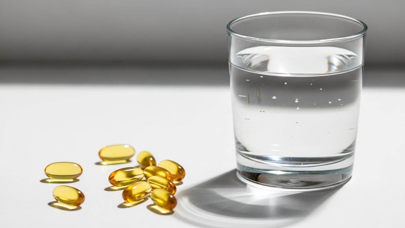 혈관 건강에 도움을 주는 오메가3와 코엔자임 Q10 영양제 상징 이미지