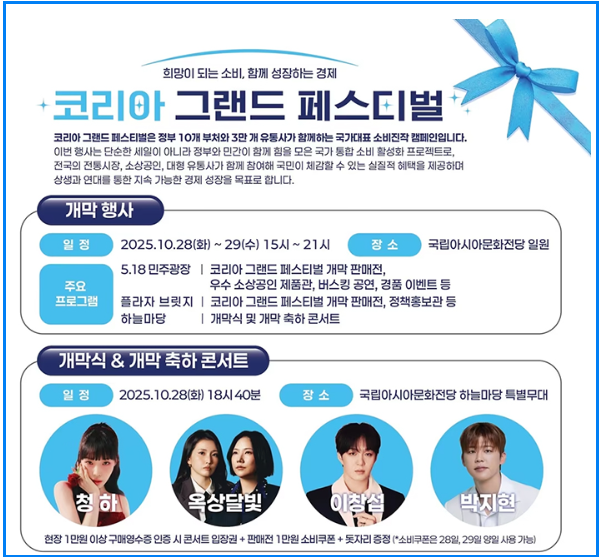 2025 코리아그랜드페스티벌 시작! 전국 할인행사 총정리