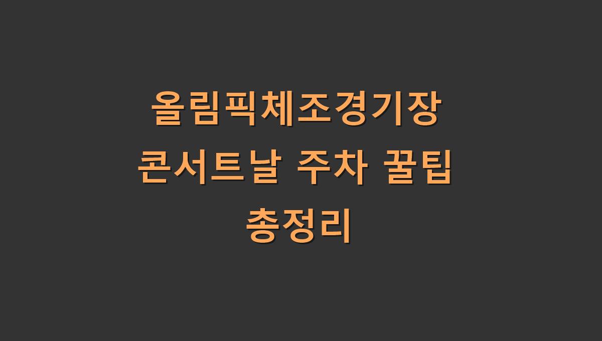 올림픽체조경기장 콘서트날 주차 꿀팁 총정리